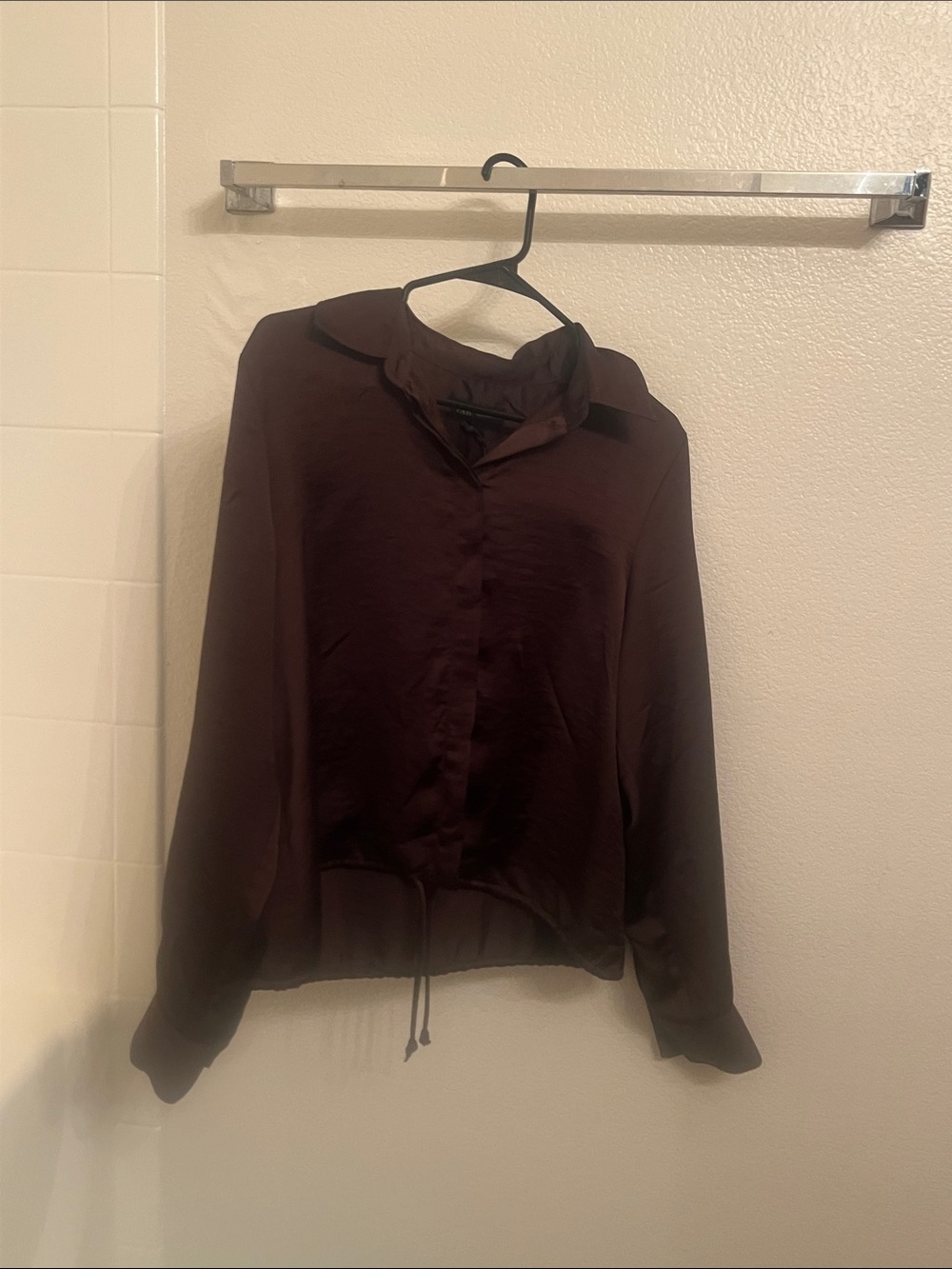 Zara Dark Brown Button-Front Collared Shirt